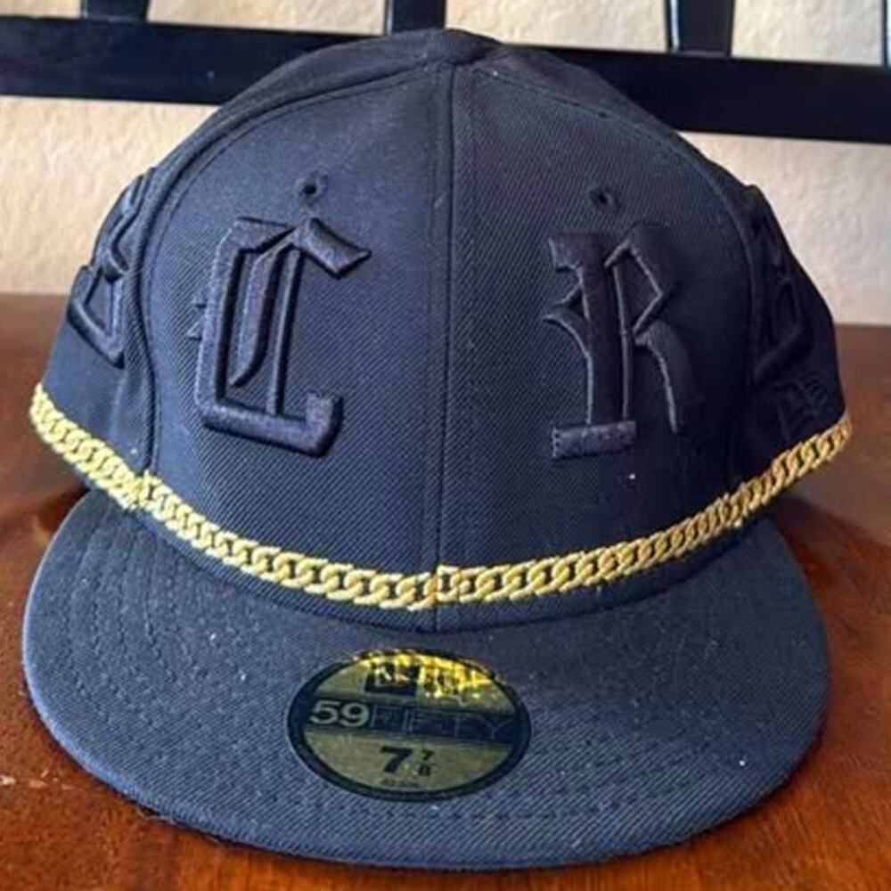 New Era X Crooks & Castles Baseball Cap Hat Size 7 7/8 Black Gold